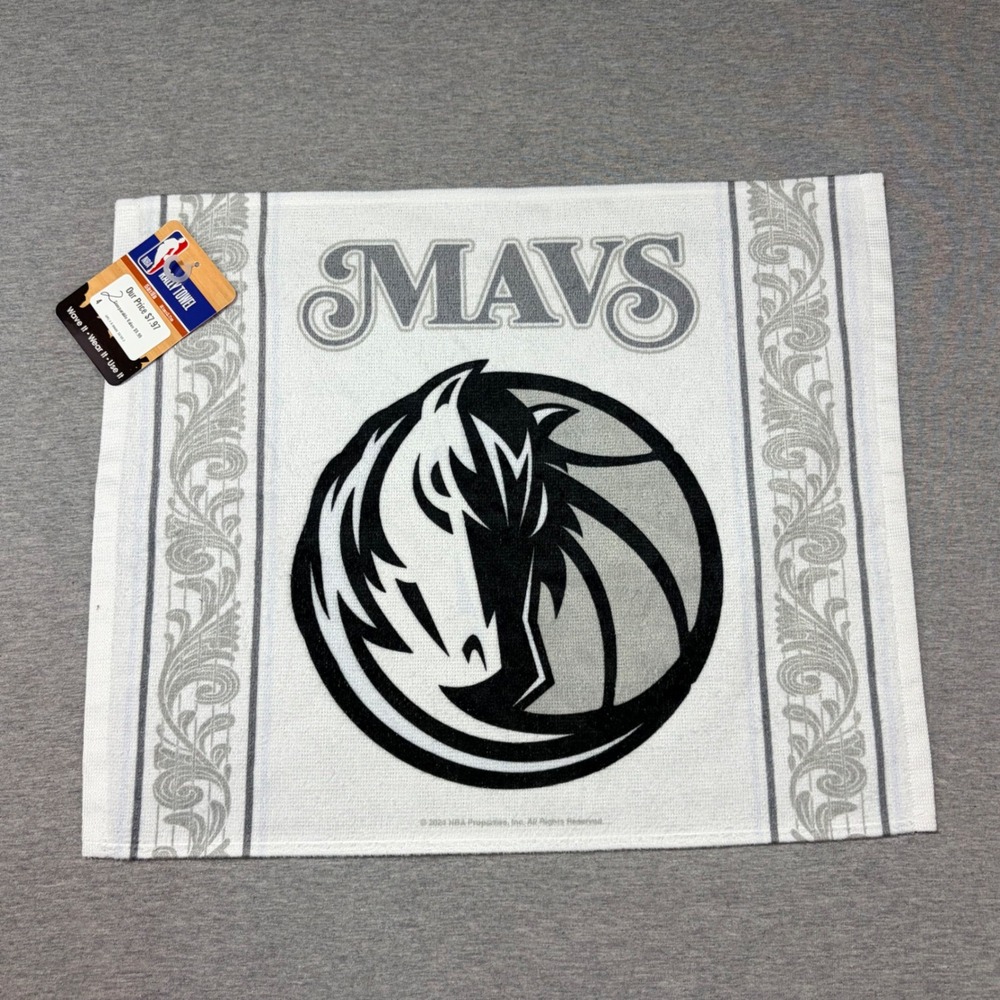 NBA Dallas Mavericks Rally Towel WinCraft White Black Logo 15x18 Fan Gear MAVS‎